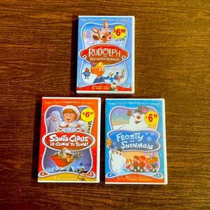 DVD’s Rudolph,Frosty and Santa Claus is Coming to Town. New.